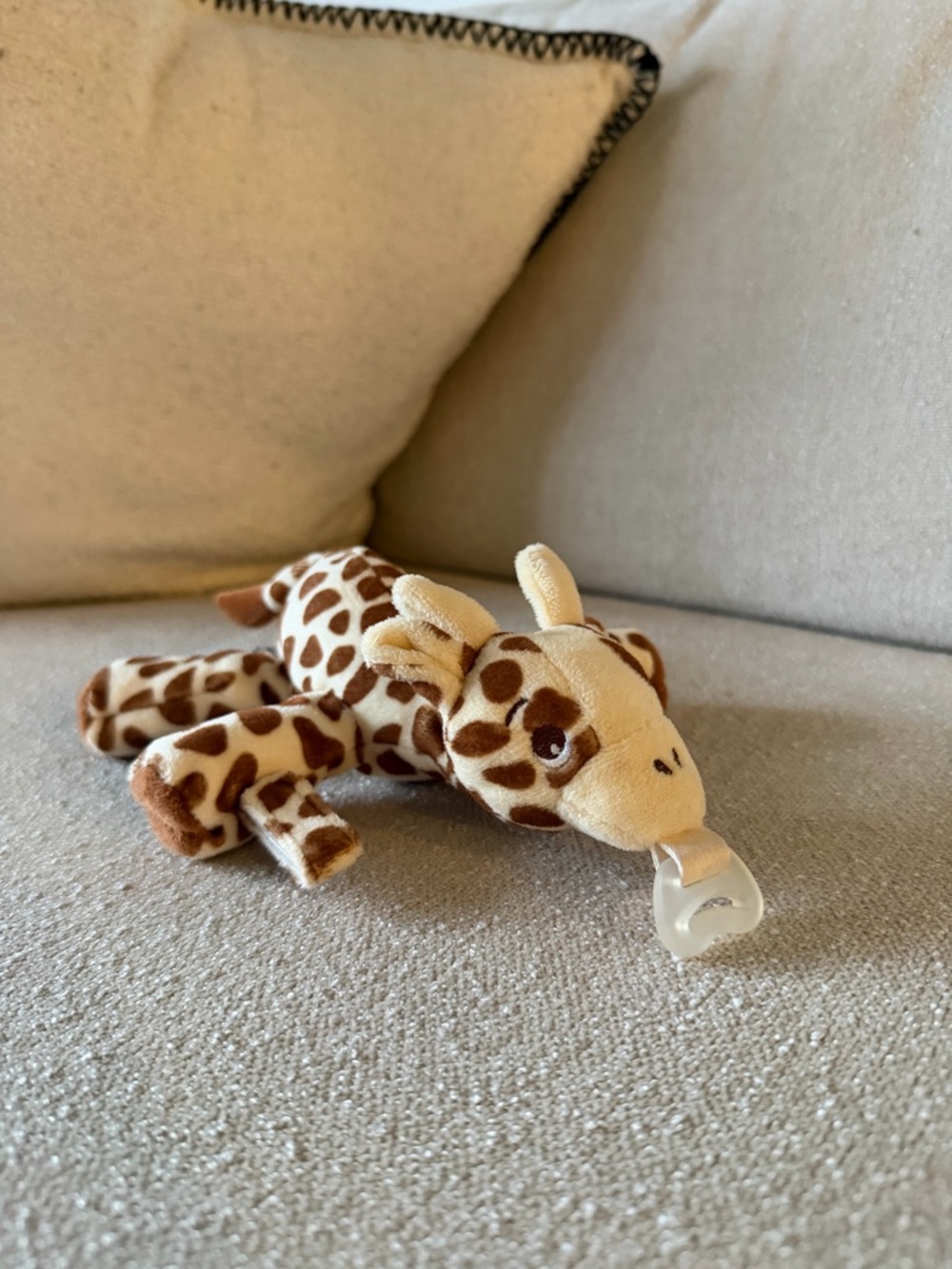 Plush Giraffe Pacifier Buddy in Brown and Cream - Soft Baby Toy